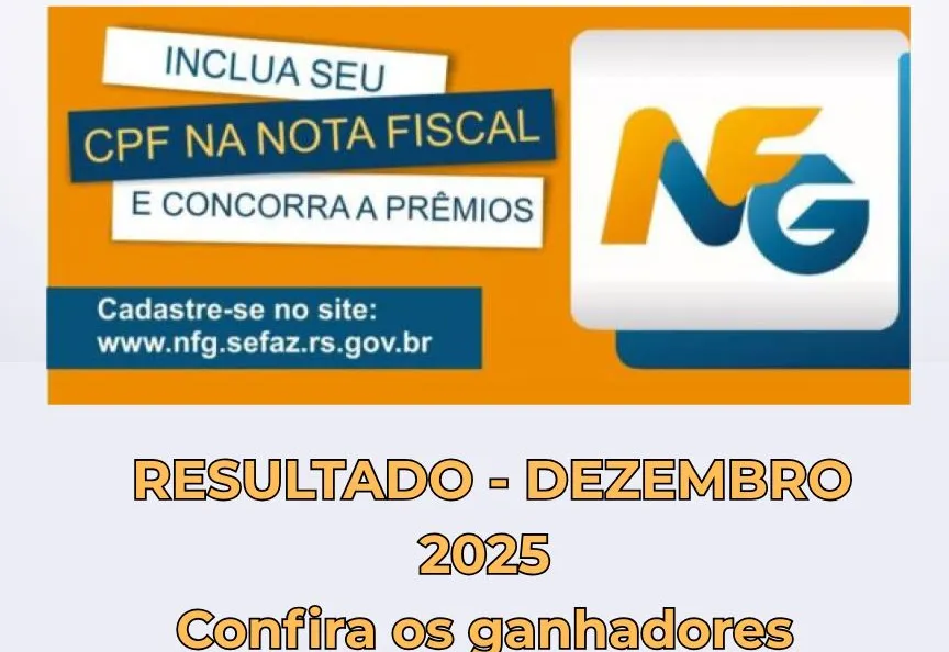 Ganhadores do Programa Nota Fiscal Gaúcha do município de Barra do Rio Azul – Sorteio DEZEMBRO 2025