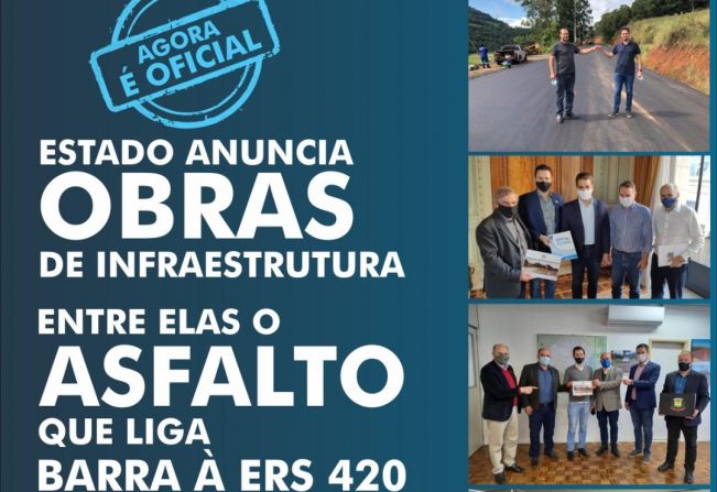 Governo do estado anuncia oficialmente asfalto na estrada que liga Barra do Rio Azul à RS 420
